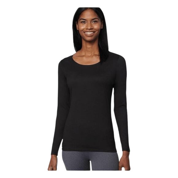 32 Degrees Heat Ultra Light Thermal Baselayer Scoop Tee Black Stretch Knit S - Picture 1 of 8